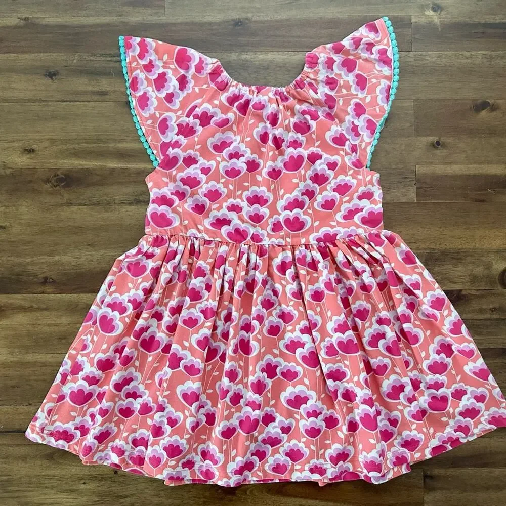 Wildflowers Best Day Ever Poppy Flutter Peasant Top 10 Pink Knit Floral Tunic